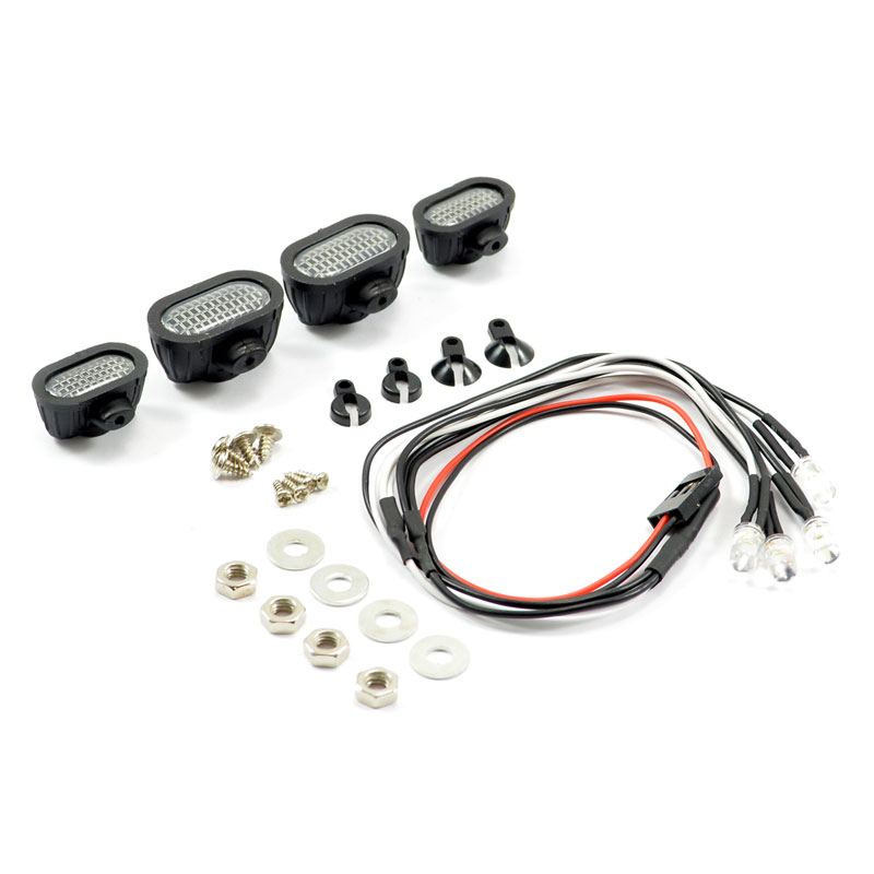 Fastrax Light Set W/led,lenses Wire Connector 4pc - Rectangle