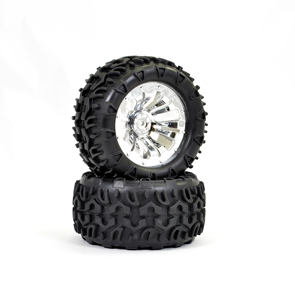 FTX Carnage Mounted Wheel/Tyre Complete Pair - Chrome