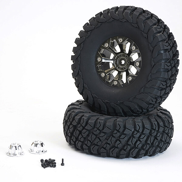 FTX Texan 1/10 Mounted Tyres On 8-spoke Beadlock Wheels (pr)