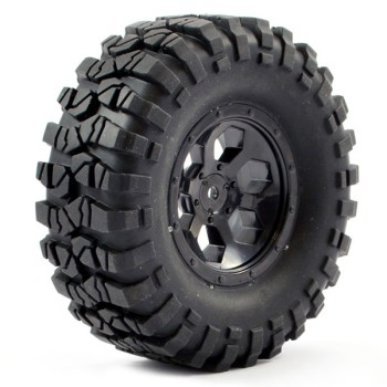 FTX Outback Pre-mounted 6hex/ Tyre (2) - Black