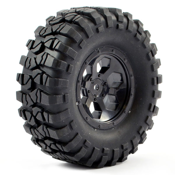 FTX Outback Pre-mounted 6hex/ Tyre (2) - Black