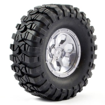 FTX Outback Pre-mounted 6hex/ Tyre (2) - Chrome