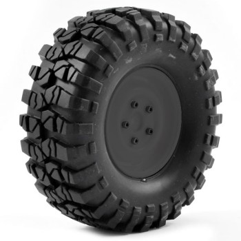FTX Outback Pre-mounted Steel Lug/tyre (2) - Black