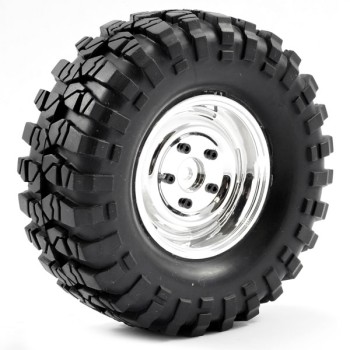 FTX Outback Pre-mounted Steel Lug/tyre (2) - Chrome