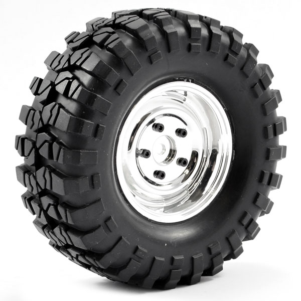 FTX Outback Pre-mounted Steel Lug/tyre (2) - Chrome