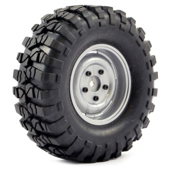 FTX Outback Pre-mounted Steel Lug/tyre (2) - Grey