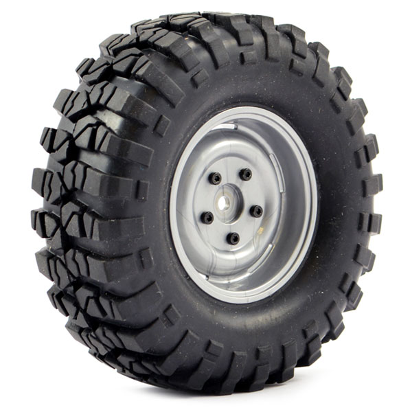FTX Outback Pre-mounted Steel Lug/tyre (2) - Grey