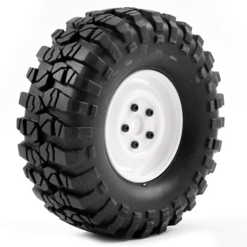 FTX Outback Pre-mounted Steel Lug/tyre (2) - White