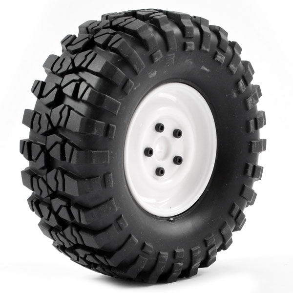 FTX Outback Pre-mounted Steel Lug/tyre (2) - White