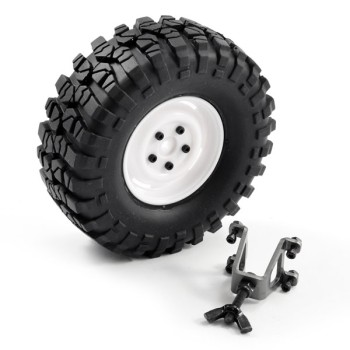 FTX Outback Spare Tyre Mount & Tyre/steel Lug Wheel White
